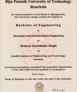 Buy college degree from The Biju Patnaik University of Technology