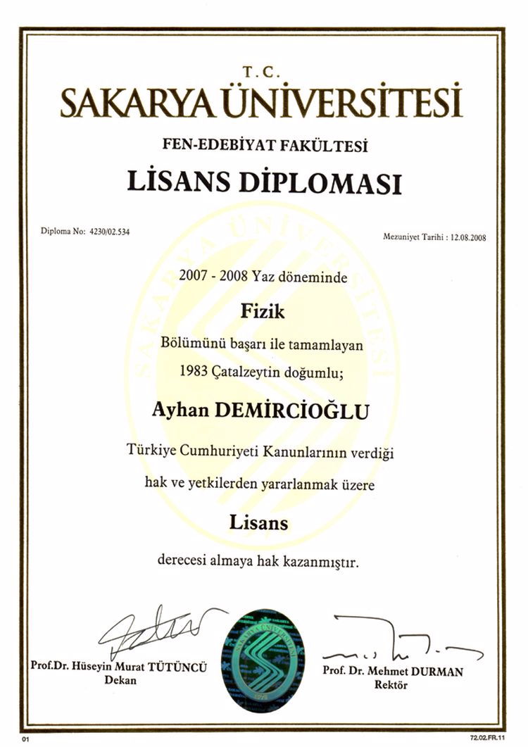 Buy college degree from the Sakarya Üniversitesi