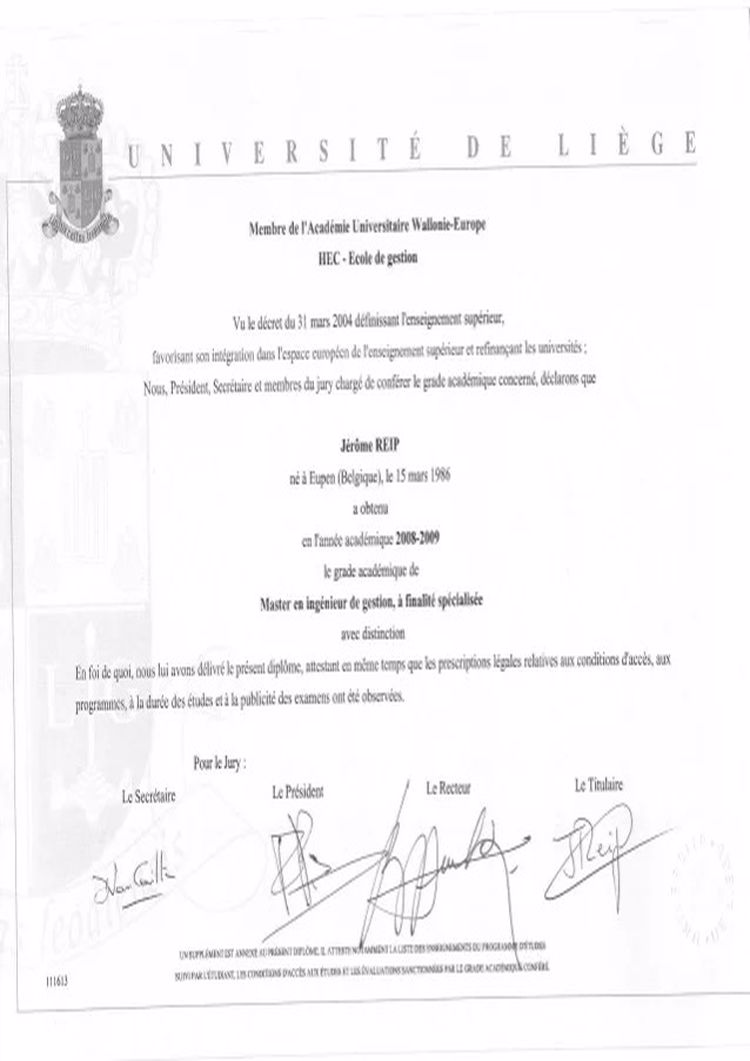 Buy college degree from the Université de Liège